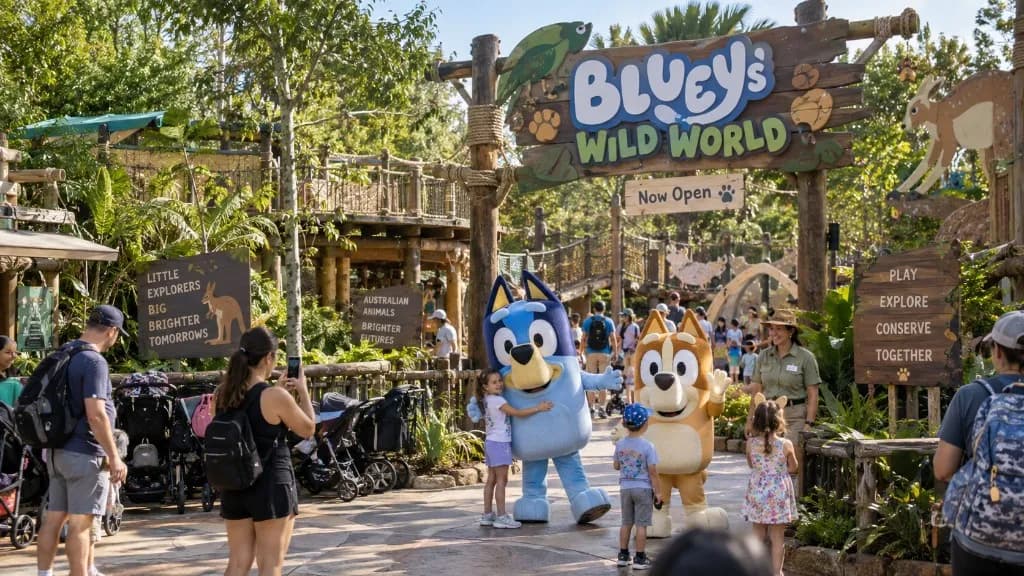 Illustrative Bluey's Wild World scene at Disney's Animal Kingdom