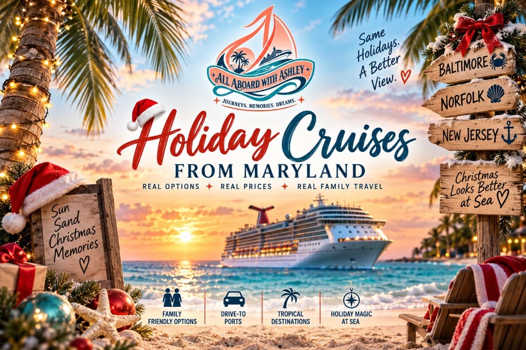 Holiday cruises from Maryland featuring drive-to cruise options from Baltimore, Norfolk and New Jersey