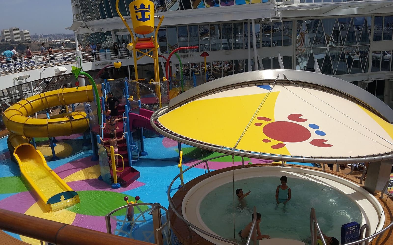 A kids’ pool on a family cruise ship