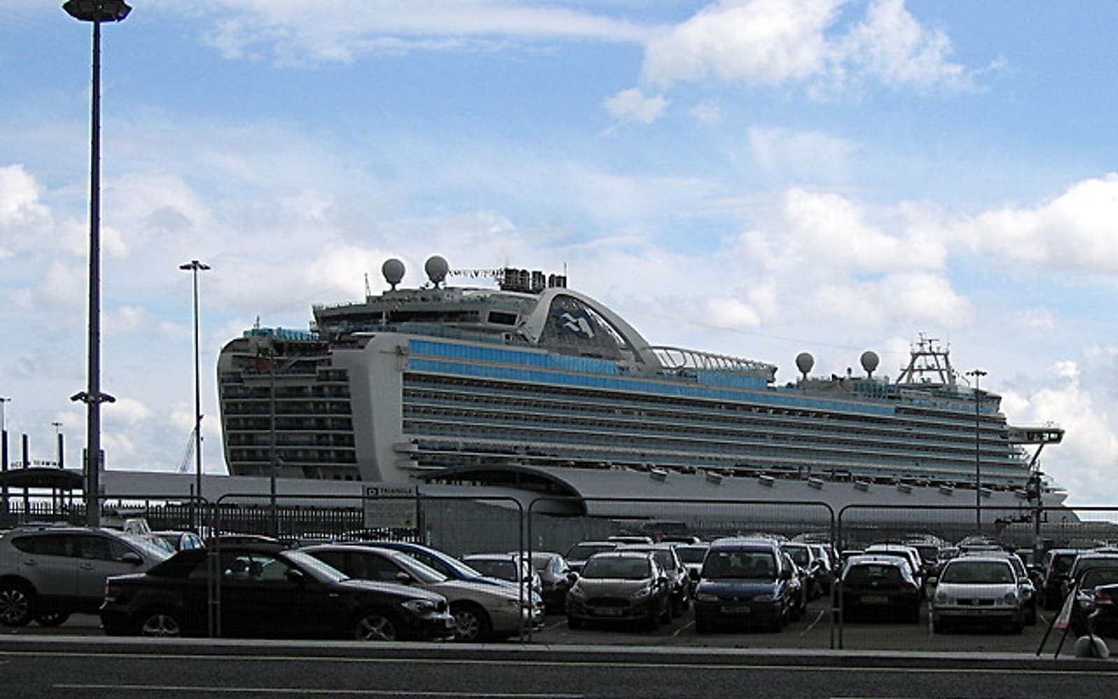 A cruise ship on the water, where motion is felt most