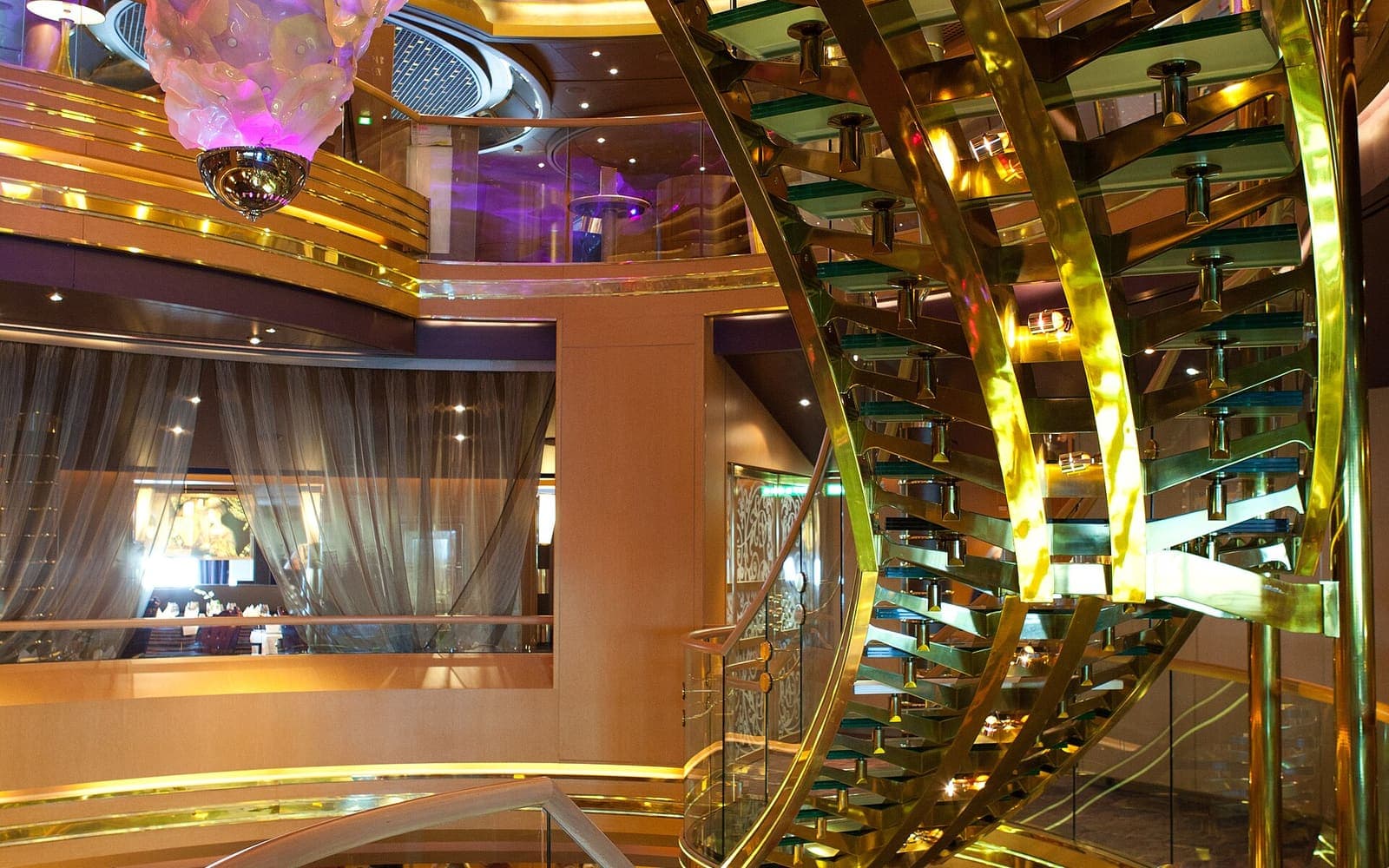 An atrium that cruise guests use as a landmark