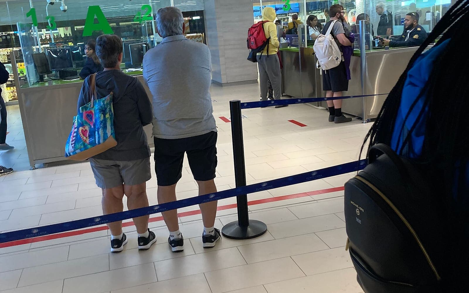 A passport-control line at an airport
