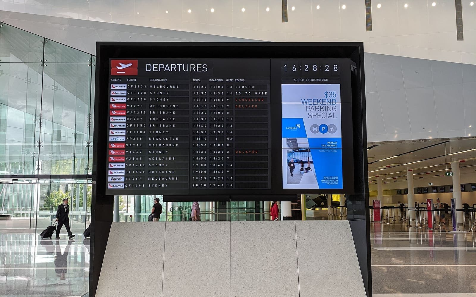 A departures board — cost is also about missed connections and timing