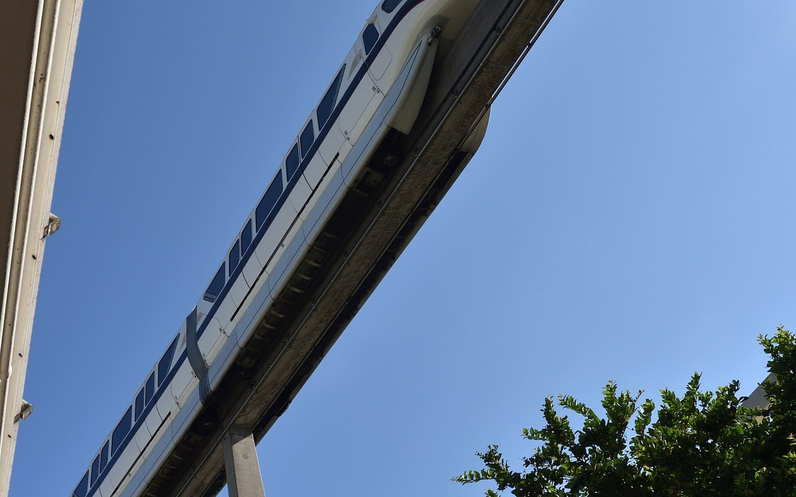 A monorail departing Disney’s Contemporary Resort