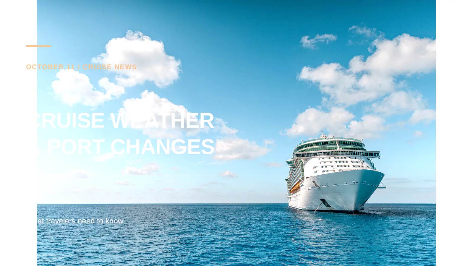 Cruise ship at sea in stormy conditions, editorial photo illustration of October itinerary changes